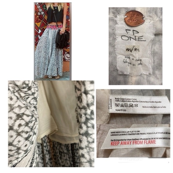 RARE!! Free People Amanda Handkerchief Embroidered Maxi 100% Cotton Medium - Picture 9 of 10